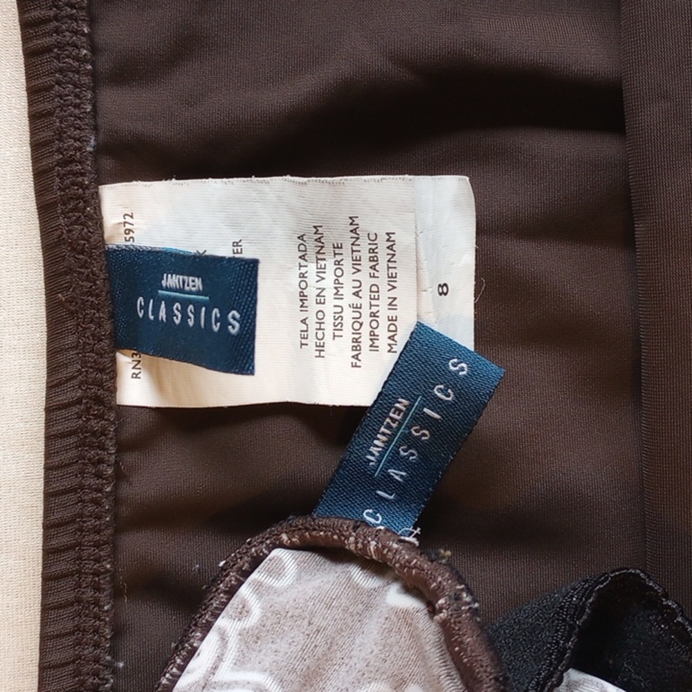 *50off3* Jantzen Tankini Set Top Skirted Bottoms 8 Brown White Paisley - Picture 6 of 10